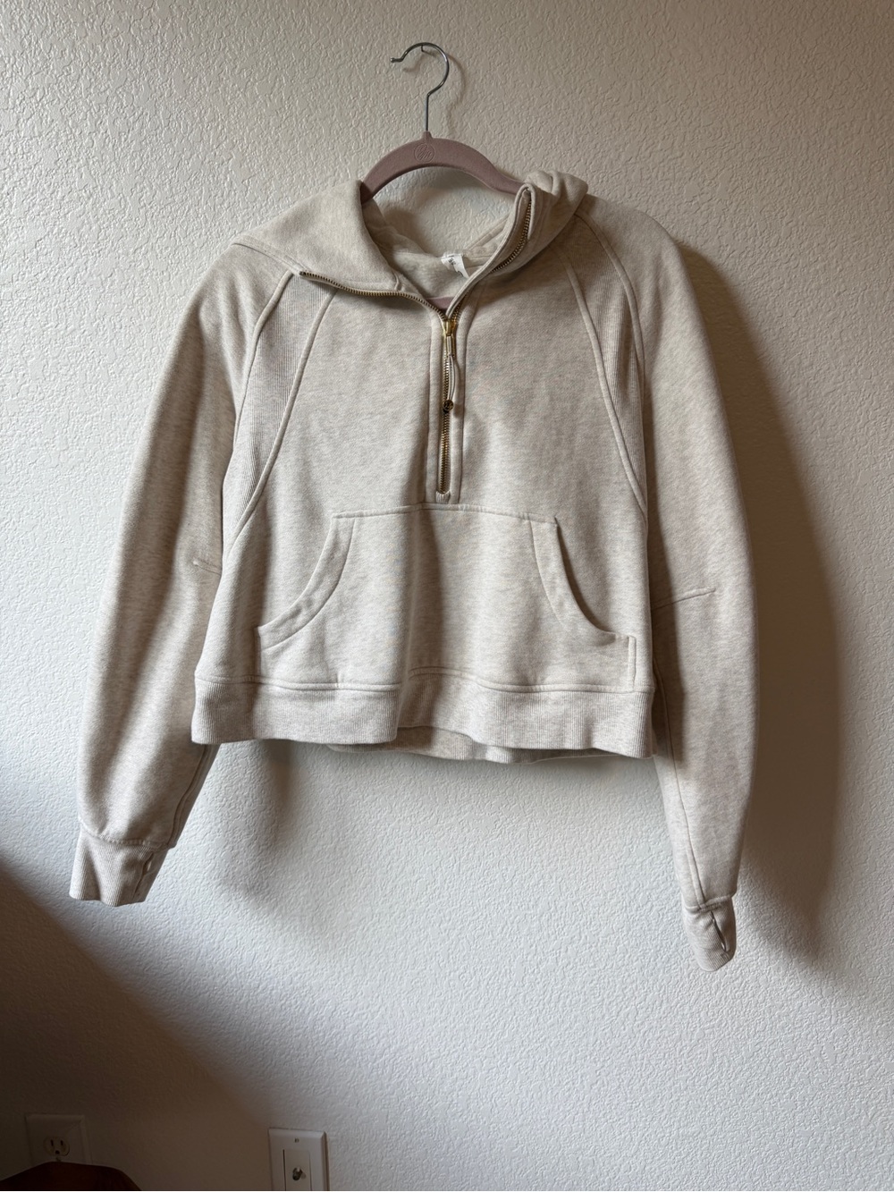 Lululemon Women’s Cream Half-Zip Hoodie Sweatshirt